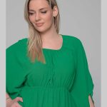 Gomore Φόρεμα Πράσινο Γυναικείο Μaxi Με Σούρα Κοντομάνικο All Day - GM-52684 - Image 4