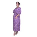 Gomore Φόρεμα Μωβ Γυναικείο Με Εκρού Σχέδια Σούρα Κοντομάνικο All Day - 52685-PL - Image 2