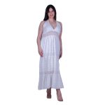 Platinum Φόρεμα Λευκό Γυναικείο Με Δαντέλα Ντεκολτέ Εξώπλατο Μaxi Free Size - 62007-FS