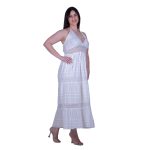 Platinum Φόρεμα Λευκό Γυναικείο Με Δαντέλα Ντεκολτέ Εξώπλατο Μaxi Free Size - 62007-FS - Image 2