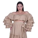 Platinum Φούστα Μόκα Γυναικεία Maxi Ρομαντική Vintage Με Βολάν Και Λάστιχο Στη Μέση All Day - 62310-CK - Image 7