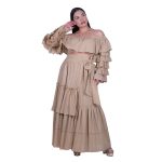 Platinum Φούστα Μόκα Γυναικεία Maxi Ρομαντική Vintage Με Βολάν Και Λάστιχο Στη Μέση All Day - 62310-CK