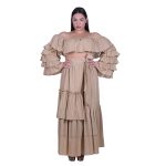 Platinum Φούστα Μόκα Γυναικεία Maxi Ρομαντική Vintage Με Βολάν Και Λάστιχο Στη Μέση All Day - 62310-CK - Image 2