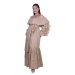 Platinum Φούστα Μόκα Γυναικεία Maxi Ρομαντική Vintage Με Βολάν Και Λάστιχο Στη Μέση All Day - 62310-CK - Image 3