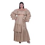 Platinum Φούστα Μόκα Γυναικεία Maxi Ρομαντική Vintage Με Βολάν Και Λάστιχο Στη Μέση All Day - 62310-CK - Image 4