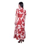 Platinum Φόρεμα Εκρού Με Εκάι Floral Γυναικείο Σεμιζιέ Κοντομάνικο Μακρύ Βαμβακολινό -72518 - Image 4