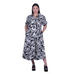 Platinum Φόρεμα Μαύρο - Λευκό Γυναικείο Σεμιζιέ Κοντομάνικο Μακρύ Βαμβακολινό All Day - 72519-BC