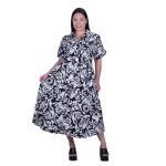 Platinum Φόρεμα Μαύρο - Λευκό Γυναικείο Σεμιζιέ Κοντομάνικο Μακρύ Βαμβακολινό All Day - 72519-BC - Image 2