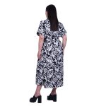 Platinum Φόρεμα Μαύρο - Λευκό Γυναικείο Σεμιζιέ Κοντομάνικο Μακρύ Βαμβακολινό All Day - 72519-BC - Image 4