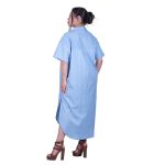 Platinum Φόρεμα - Καφτάνι Γαλάζιο Γυναικείο Κοντομάνικο Midi Βαμβακολινό Free Size - 72525-BL - Image 2