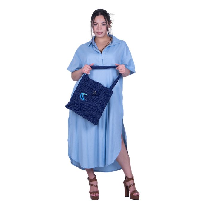 Platinum Φόρεμα - Καφτάνι Γαλάζιο Γυναικείο Κοντομάνικο Midi Βαμβακολινό Free Size - 72525-BL - Image 3