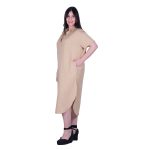 Platinum Φόρεμα - Καφτάνι Μπεζ Γυναικείο Κοντομάνικο Midi Φαρδύ Βαμβακολινό Free Size - 72525-BZ - Image 2