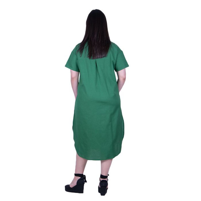 Platinum Φόρεμα - Καφτάνι Πράσινο Γυναικείο Κοντομάνικο Midi Βαμβακολινό Free Size - 72525-GR - Image 3