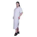 Platinum Φόρεμα - Καφτάνι Λευκό Γυναικείο Κοντομάνικο Midi Βαμβακολινό Free Size - 72525-W - Image 3