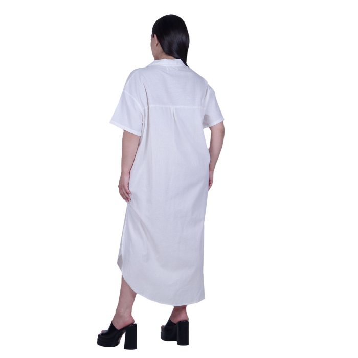 Platinum Φόρεμα - Καφτάνι Λευκό Γυναικείο Κοντομάνικο Midi Βαμβακολινό Free Size - 72525-W - Image 4