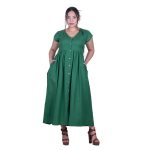 Platinum Φόρεμα Πράσινο Γυναικείο Σεμιζιέ Κοντομάνικο Μακρύ Βαμβακολινό All Day - 72528-GR