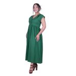 Platinum Φόρεμα Πράσινο Γυναικείο Σεμιζιέ Κοντομάνικο Μακρύ Βαμβακολινό All Day - 72528-GR - Image 2