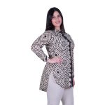 Platinum Πουκαμίσα Εκρού - Μαύρο Γυναικεία Με Γιακά Και Κουμπιά Μακρυμάνικη Free Size - 72551-71 - Image 2