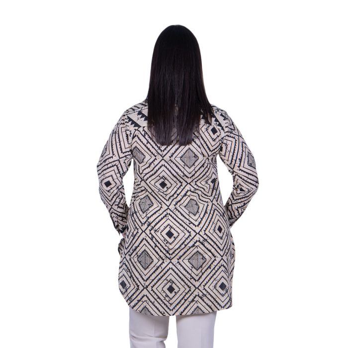 Platinum Πουκαμίσα Εκρού - Μαύρο Γυναικεία Με Γιακά Και Κουμπιά Μακρυμάνικη Free Size - 72551-71 - Image 3