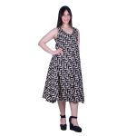 Platinum Φόρεμα Μαύρο Με Εκρού Boho Γυναικείο Αμάνικο Μακρύ Εβαζέ Free Size - 72558-75 - Image 2