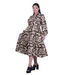 Platinum Φόρεμα Μαύρο Με Εκρού Γυναικείο Με Γιακά Midi Κλος Τρουακάρ Free Size - 72560-76