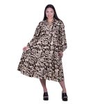 Platinum Φόρεμα Μαύρο Με Εκρού Γυναικείο Με Γιακά Midi Κλος Τρουακάρ Free Size - 72560-76 - Image 2