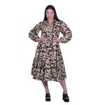 Platinum Φόρεμα Μαύρο Με Εκρού Γυναικείο Με Γιακά Midi Κλος Τρουακάρ Free Size - 72560-76 - Image 3