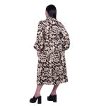 Platinum Φόρεμα Μαύρο Με Εκρού Γυναικείο Με Γιακά Midi Κλος Τρουακάρ Free Size - 72560-76 - Image 4