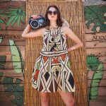 Platinum Φόρεμα Εκρού Με Πολύχρωμα Boho Σχέδια Παρτούς Ώμους All Day - 82537