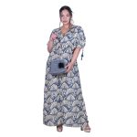 Platinum Φόρεμα - Καφτάνι Μπλε Με Εκρού Γυναικείο Ζαπονέ Με Ζώνη Free Size - 82548-82A - Image 3