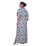 Platinum Φόρεμα - Καφτάνι Μπλε Με Εκρού Γυναικείο Ζαπονέ Με Ζώνη Free Size - 82548-82A - Image 4