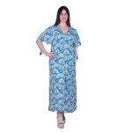 Platinum Φόρεμα - Καφτάνι Τυρκουάζ Με Εκρού Γυναικείο Ζαπονέ Με Ζώνη Free Size - 82548-82D