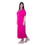 Gomore Φόρεμα Φούξια Γυναικείο Με Εξώπλατο Σχέδιο Μακρύ Εβαζέ Κοντομάνικο - 22536-F - Image 2