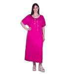 Gomore Φόρεμα Φούξια Γυναικείο Με Εξώπλατο Σχέδιο Μακρύ Εβαζέ Κοντομάνικο - 22536-F - Image 3