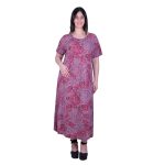 Gomore Φόρεμα Σάπιο Μήλο Με Floral Σχέδια Γυναικείο Μακρύ Εβαζέ Κοντομάνικο All Day - 22537 - Image 2