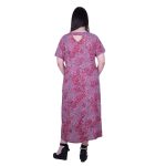 Gomore Φόρεμα Σάπιο Μήλο Με Floral Σχέδια Γυναικείο Μακρύ Εβαζέ Κοντομάνικο All Day - 22537 - Image 3