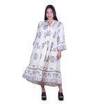 Gomore Φόρεμα Εκρού Γυναικείο Μidi Μπλε Σχέδια Τρουακαρ All Day Free Size - GM-51604-W - Image 2