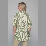 Gomore Πουκαμίσα Λαδί - Εκρού Γυναικεία Με Γιακά Και Ντεκολτέ Τρουακαρ All Day - GM-52343-L - Image 2