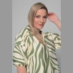 Gomore Πουκαμίσα Λαδί - Εκρού Γυναικεία Με Γιακά Και Ντεκολτέ Τρουακαρ All Day - GM-52343-L - Image 3