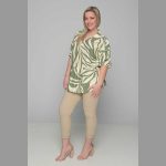 Gomore Πουκαμίσα Λαδί - Εκρού Γυναικεία Με Γιακά Και Ντεκολτέ Τρουακαρ All Day - GM-52343-L - Image 4