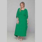 Gomore Φόρεμα Πράσινο Γυναικείο Μaxi Με Σούρα Κοντομάνικο All Day - GM-52684
