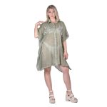 Platinum Καφτάνι - Πουκαμίσα Χακί Γυναικείο Με Κουμπιά & Κεντητά Σχέδια Free Size - KU-52410-HC