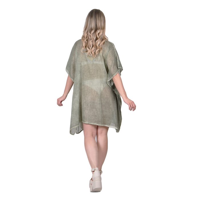 Platinum Καφτάνι - Πουκαμίσα Χακί Γυναικείο Με Κουμπιά & Κεντητά Σχέδια Free Size - KU-52410-HC - Image 3