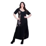 Fairyland Φόρεμα Μαύρο Γυναικείο Ασύμμετρο Ζωγραφιστό Με Βολάν All Day - fm-Patty-fs