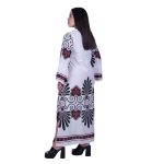 Platinum Φόρεμα - Καφτάνι Λευκό Με Μαύρα Σχέδια Γυναικείο Μακρύ All Day Free Size - 125115 - Image 4
