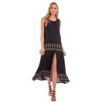 Platinum Φόρεμα Μαύρο Γυναικείο Αμάνικο Midi Με Αρχαιοελληνικά Χρυσά Σχέδια All Day - 12544