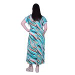 Gomore Φόρεμα Aqua Με Γήινα Σχέδια Γυναικείο Μακρύ Εβαζέ Κοντομάνικο All Day - 22573-TR - Image 3
