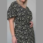 Gomore Φόρεμα Μαύρο Με Γκρι Floral Γυναικείο Μακρύ Εβαζέ Κοντομάνικο All Day - 52679-BC - Image 4