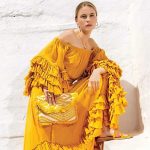 Platinum Μπλούζα Krop Top Ώχρα Γυναικεία Off Solder Με Βολάν All Day Free Size - 62017-CH