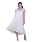 Platinum Φούστα Eκρού Γυναικεία Midi Ρομαντική Vintage All Day Free Size - 62018-KR - Image 3